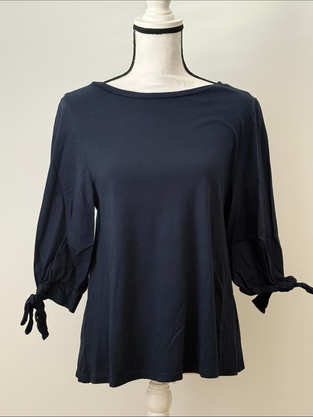 Banana Republic Women’s Navy Blue Tie-Sleeve Boatneck Top